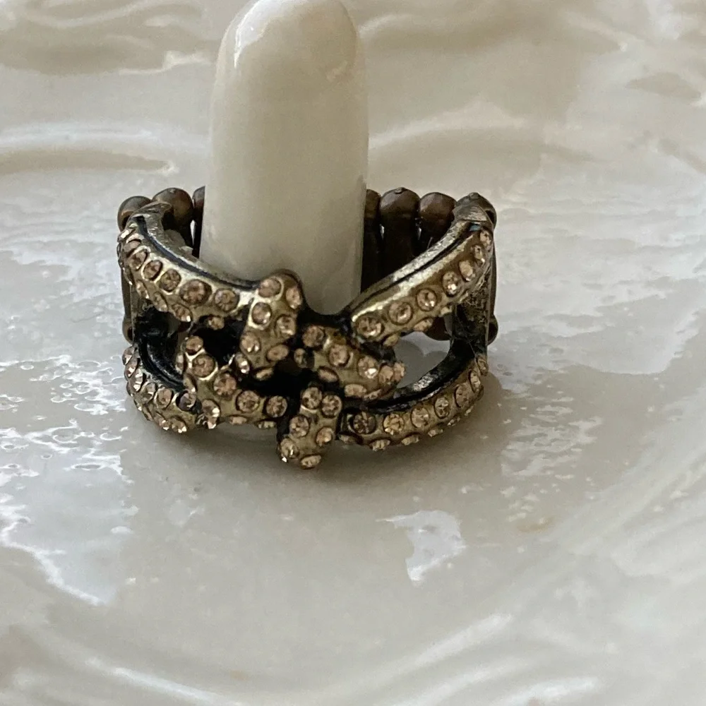 Bronze Rhinestone Ring & Earring Set - Picture 3 of 9